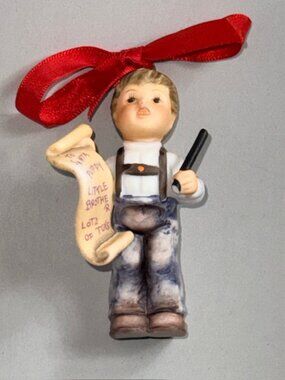 Vintage Hummel Christmas Ornament Goebel Berta Figurine Germany Santa Wish List